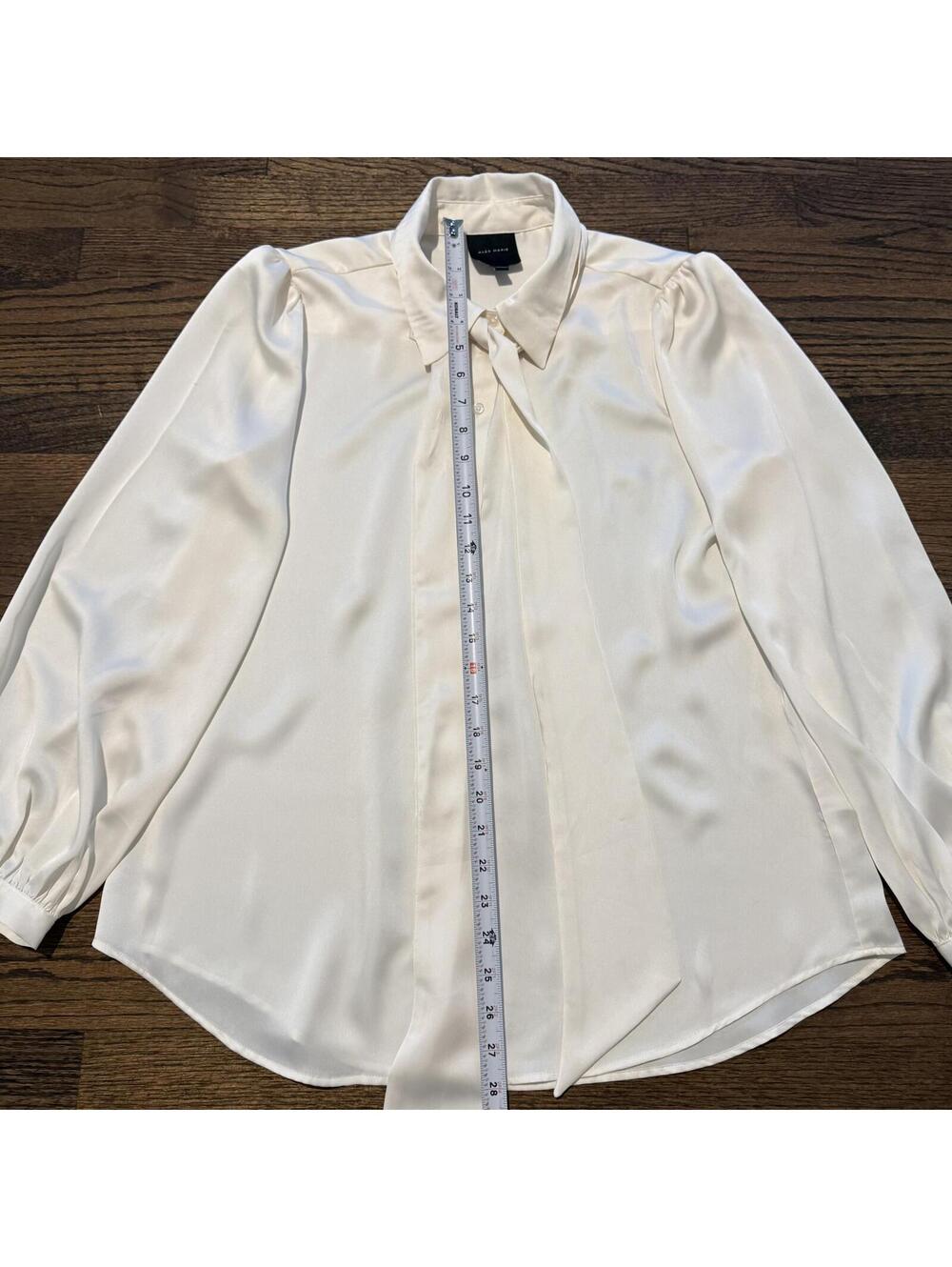 Alex Marie Ivory Long Sleeve Tie Neck Blouse Size Medium - Picture 4 of 6